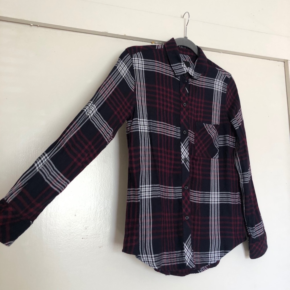 Rails Hunter Navy Merlot Plaid Button Down - image 7